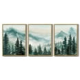thumbnail image 2 of SHENIFY Fog Pine Green Tree Forest Canvas Wall Art Nordic Nature Modern Artwork Prints Decor 11x14in3pcs Natural Framed, 2 of 5