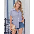 thumbnail image 2 of MOYIKO Short Sleeve Summer Tops for Women Casual Button Down Shirts Striped Business Work Blouses, 2 of 7