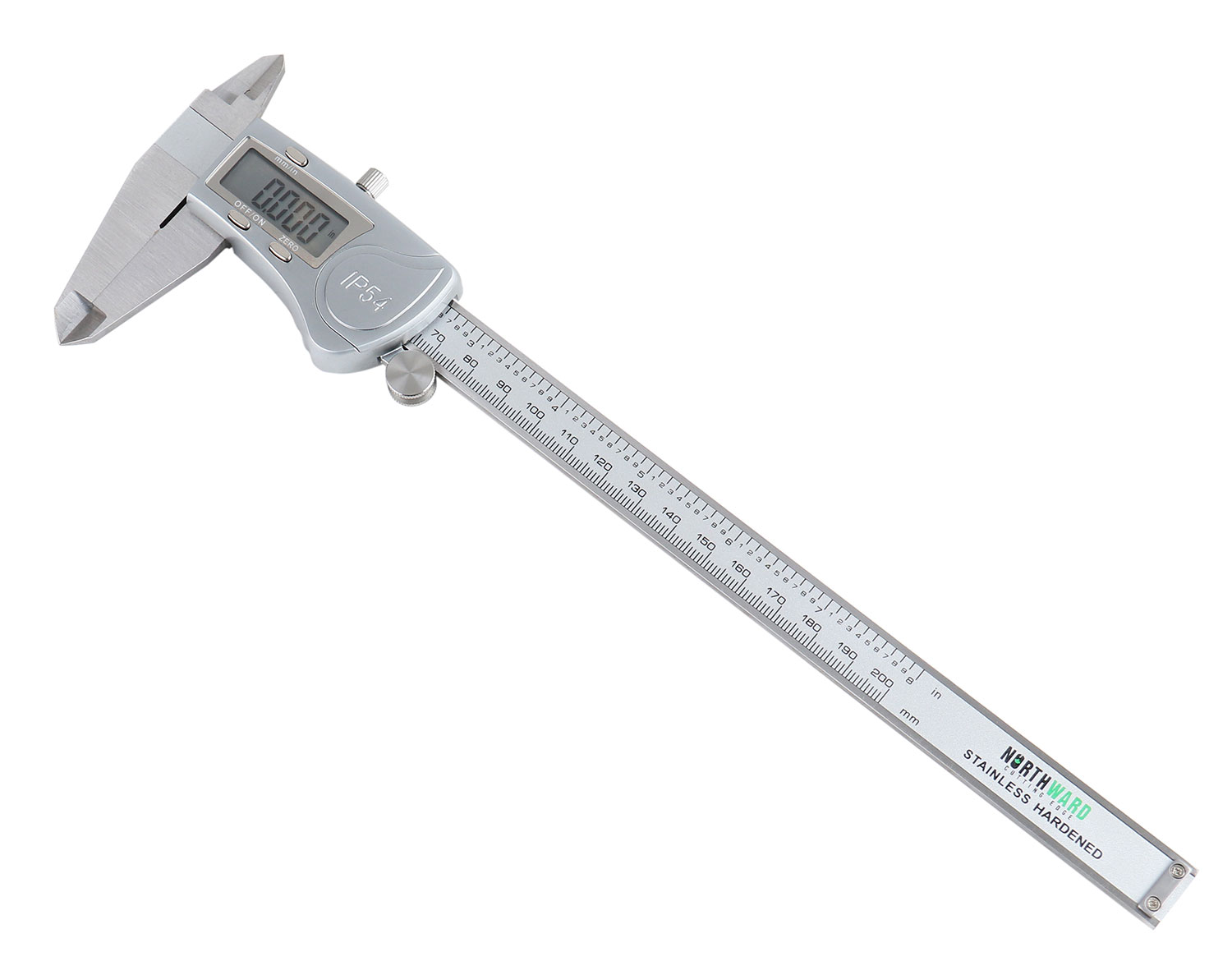 Accusize Digital Caliper, 0-8''/0-200 mm Range by 0.0005''/0.01 mm Resolution, Large LCD, Ip54 Water Resistant, 2015-0200