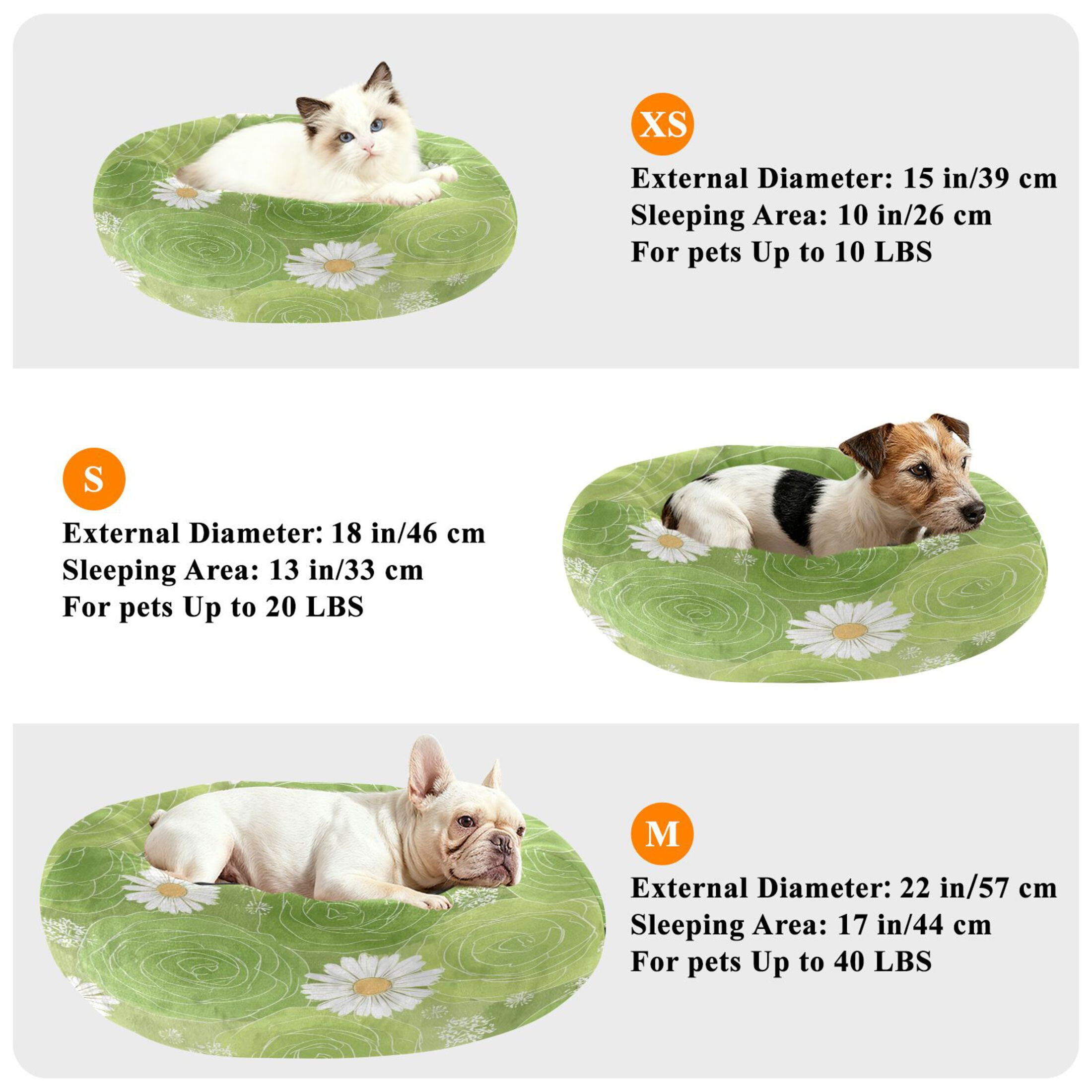 Iauyy Pet Couch Donut Cat Bed for Indoor Cats/Small Dogs Washable & Machine with Non-slip Bottom Calming Cat Furniture, Light Green Color Tone (M)
