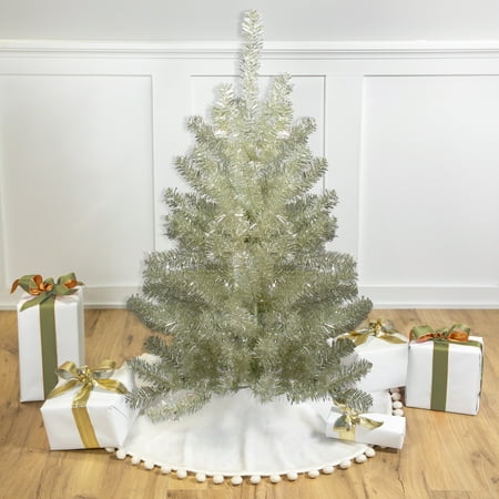 Northlight 3' Metallic Platinum Artificial Tinsel Christmas Tree - Unlit