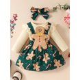 thumbnail image 3 of Suealasg 3Pcs Newborn Baby Girl Fall Winter Clothes Long Sleeve Romper Gingerbread Man Santa Claus Suspender Skirt Headband Set 3 6 9 12 18 Months Infant Girl Christmas Outfit, 3 of 9