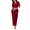 Wine red-short sleeve pjs, variant on 100% Cotton Women's Pajamas Sets Button Down Sleepwear Short Sleeve with Long Pants Lounge Pj set(Wine Red, L)