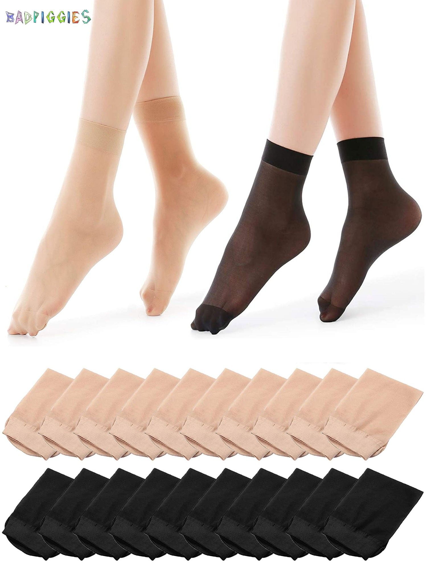 5 Pairs Ladies Short Stockings Sheer Elastic Knee Length Thin Silky Summer Socks