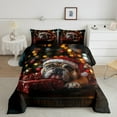 thumbnail image 2 of Winter Christmas Theme Down Comforter Cute Pug Dog Full Bedding Set Xmas Tree Animal Holiday Comforter Set For Kids Teen Adults,Red Gift Pattern Soft Lightweight Quilt Set, 2 of 7
