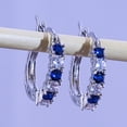 thumbnail image 4 of HEMLBOYW Exquisite Hoop Earrings Round Blue and White for Rhinestone Dainty Hoop Earrings for Women Photo, 4 of 6