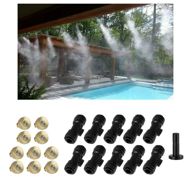 Kit de boquillas de nebulización de 1/4 ``, boquillas de niebla para sistema de nebulización de patio, sistema de refrigeración libre para Tapón de asiento de 10 boquillas CUTICAT boquillas de nebulización