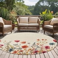 thumbnail image 4 of Round Rugs 8Ft, Pink Orange Teal Spring Floral Round Area Rug Washable Indoor Throw Carpet, Watercolor Botanical Summer Flowers Large Non Slip Circle Rug for Kids Room RV Home Decor Aesthetic, 4 of 8