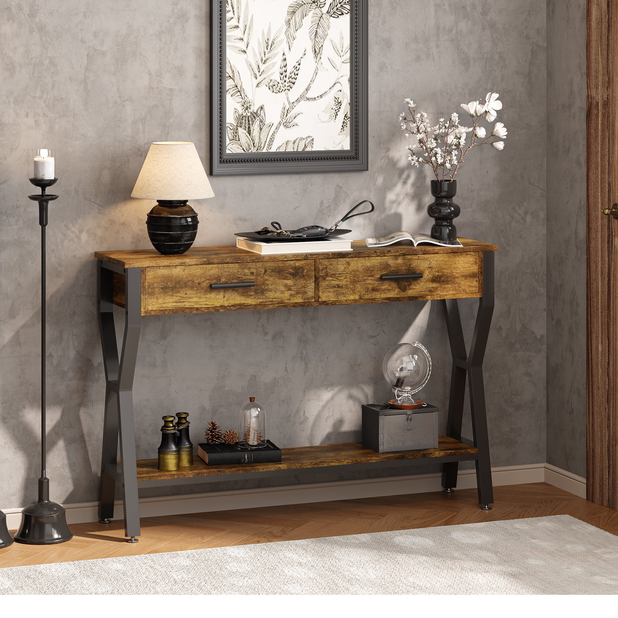 Tarnorci Console Table with 2 Drawers,Behind Couch for Living Room,  Entryway ，Hallway