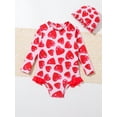 thumbnail image 5 of Baby Girls' One-Piece Swimsuit With Flamingo & Tropical Print Long Sleeves And Hat, 5 of 5