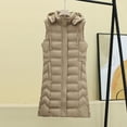 thumbnail image 3 of dazeni Women's Long Puffer Vest Zip Up Warm Hooded Vest Sleeveless Jackets Coats with Pockets Fashion Outerwear Slim Fit Vest, 3 of 3