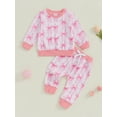 thumbnail image 3 of Nituyy Toddler Girls 2PCS Fall Sets Long Sleeve O Neck Bow Print Sweatshirt Drawstring Pants, 3 of 9