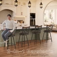 thumbnail image 5 of Swivel Bar Stools Set of 2, 24" Adjustable Counter Height Bar Stool with Back, 29" Taupe Fabric Cushion Barstools, 5 of 6