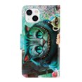 thumbnail image 2 of SaniMore for iPhone 14 6.1" 2022 Wallet Case, Color Painting Pattern with Kickstand Card Slots Detachable Wrist Strap Grils Women PU Leather Case Magnetic Clasp for iPhone 14, Green Eyes, 2 of 8