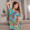 thumbnail image 3 of Balery Cartoon Map Of Europe Camisón de manga corta con cuello redondo para mujer, cómodo y elegante., 3 of 6