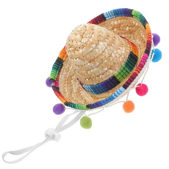 FRCOLOR 1Pack Small Woven Hat Khaki Polyester Round For Party Attendees Dance Performance Parties