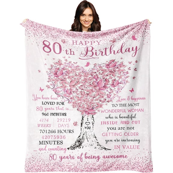 80th Birthday Gifts for Women Blanket, 80 Year Old Birthday Gifts for Women, 80th Birthday Decorations for Women, Best Gifts for 80th birthday/80 Years Old, 80th Birthday Gifts Ideas