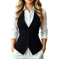 thumbnail image 2 of Atkumj Suit Vest for Women Trendy V Neck Cinched Waist Button Up Vest Solid Color Womens Vests Casual for Business S, 2 of 8