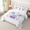 thumbnail image 3 of Erosebridal Watercolor Elephant Quilt Full,Purple Stars Floral Pattern Full Bedspread Sets For Girls,3pcs, 3 of 7