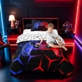 thumbnail image 3 of meiyoeat Neon Red-Blue Flame Game Controller Twin Comforter Sets for Kids Boys, Dual-Tone Geometric Gaming Bedding Set, Gamepad Reversible 2-Piece, 1 Comforter and 1 Pillowcase, 3 of 6
