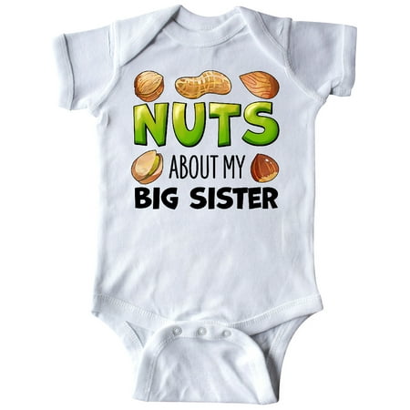

Inktastic Nuts About My Big Sister Peanut Almond Pistachio Gift Baby Boy or Baby Girl Bodysuit
