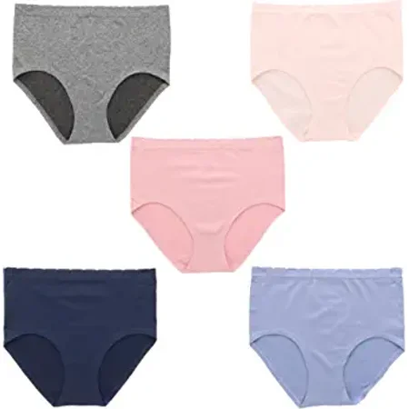 

Delta Burke Intimates Women s Plus Size Microfiber Hi-Rise Brief Panties - 5 Pack - Denim Blue & Pinks - Large