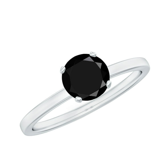 Rosec Jewels Natural Black Diamond Promise Ring for Women - Half Carat - April Birthstone Ring - AAA Quality - Ready to Gift, 925 Sterling Silver, US 4.00