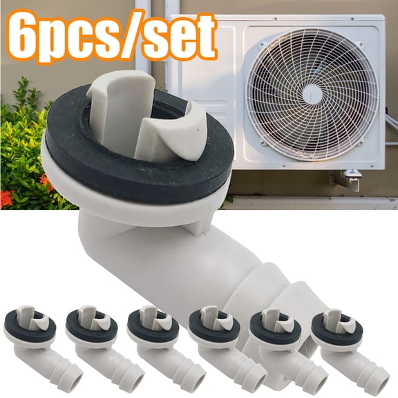 Travelwant 6Pcs 3/5 Inch(15mm) Air Conditioner Drain Hose Connector Elbow Fitting with Rubber Ring, Universal Fit Mini-Split AC Unit and Window Air Conditioning Unit