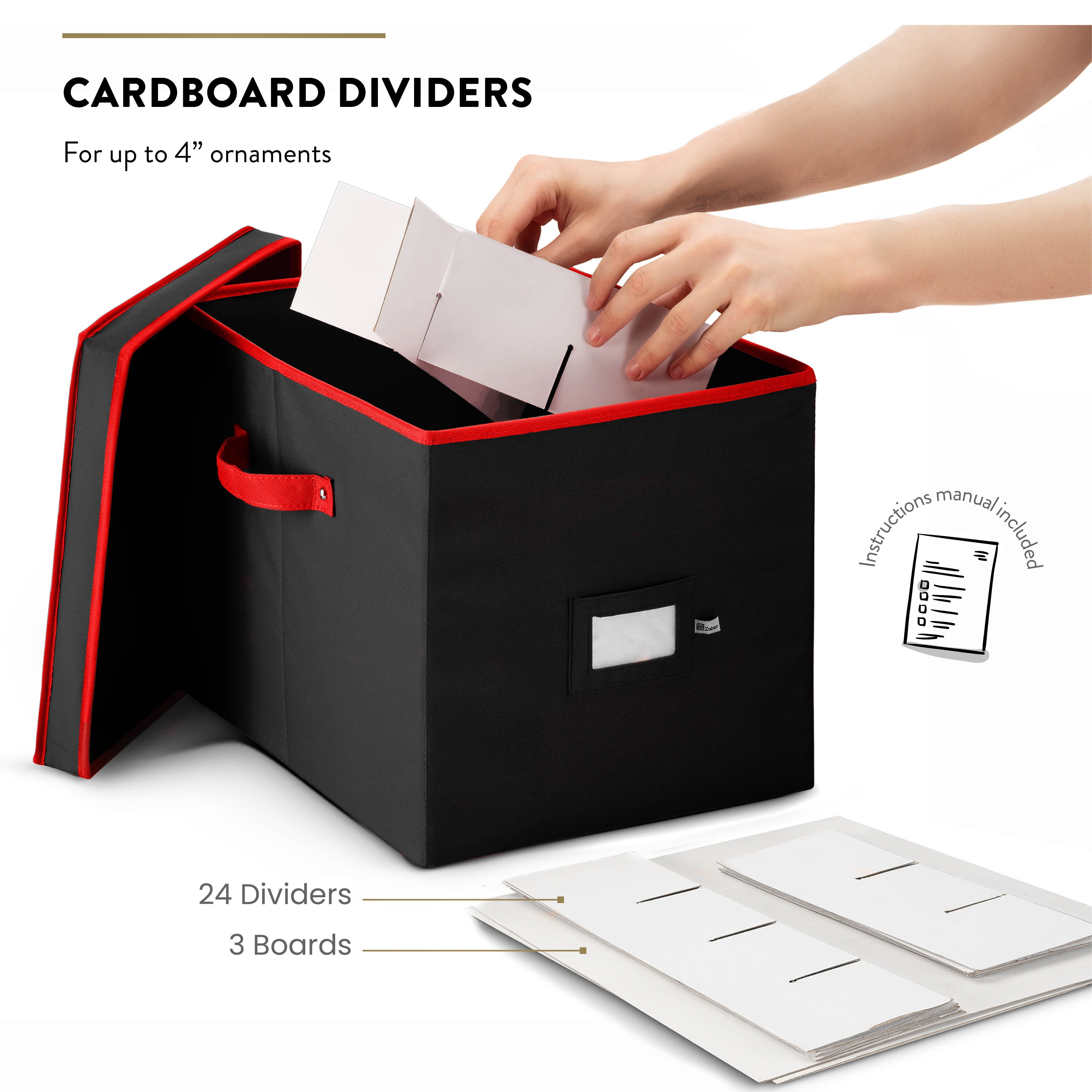 Premium Christmas Ornament Storage Box for Large Ornaments Storage Container Hold 36 Holiday Ornaments and Xmas Decorations Accessories/—Tear-Proof 600D Oxford 4-inch Compartment