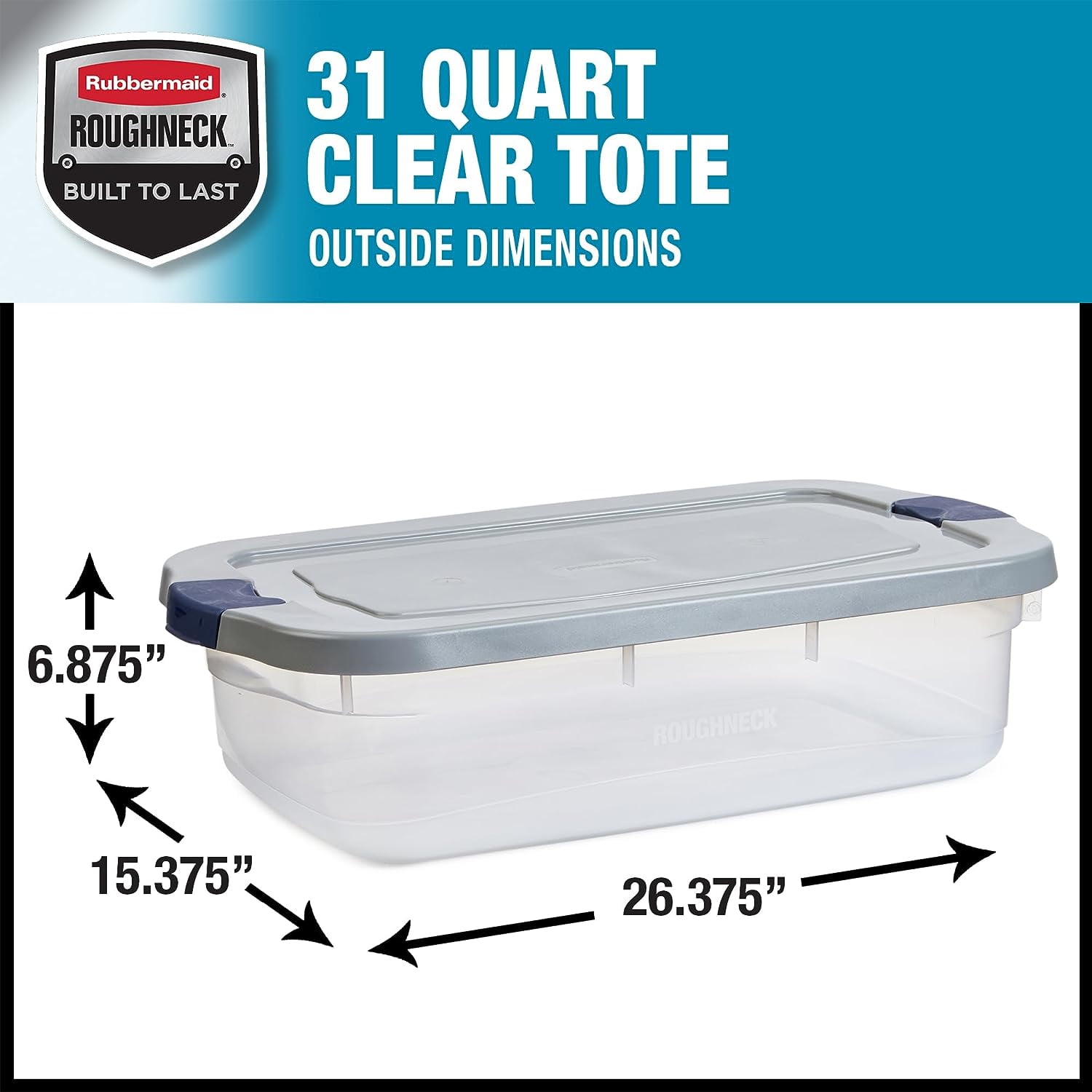 Rubbermaid Roughneck Clear 66 Qt/16.5 Gal Storage Containers, Pack