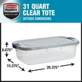 Rubbermaid Roughneck Clear 31 Qt. Large Storage Bins Box w/ Gray Lid, 6