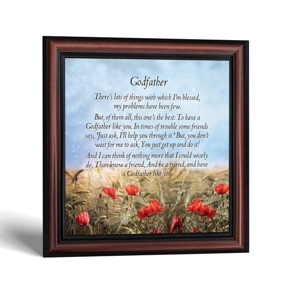 Godfather Picture Frame, Godparent Poem Keepsake for Baptism Gifts