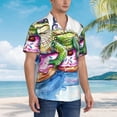 thumbnail image 3 of Susaid Alligator Donut Pool Float Print Hawaiian Shirts for Men Women,Hawaiian Summer Short-Sleeve Casual Relaxed-Fit Button-Down,Medium, 3 of 7