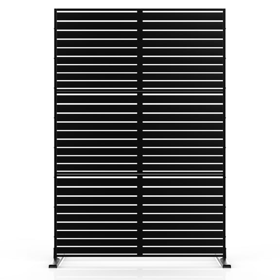 MTART 72" H x 47.2" W Metal Outdoor Privacy Screen, Extra Wide Freestanding Decorative Fence Panel with Stand, Rustproof Louvered Room Divider for AC Unit, Patio, Balcony, or Trash Can