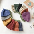 thumbnail image 4 of Baby Toddler Autumn and Winter Cute Dinosaur Shape Woolen Beanie Hats Thick Warm Pom Pom Knitted Dinosaur Baby Hats (Black), 4 of 6