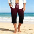 thumbnail image 5 of Migroa Mens Capri Pants Elastic Waist Drawstring Workout Gym Joggers Summer Gradient Pajama Shorts Casual Sweat Wine 3XL, 5 of 8