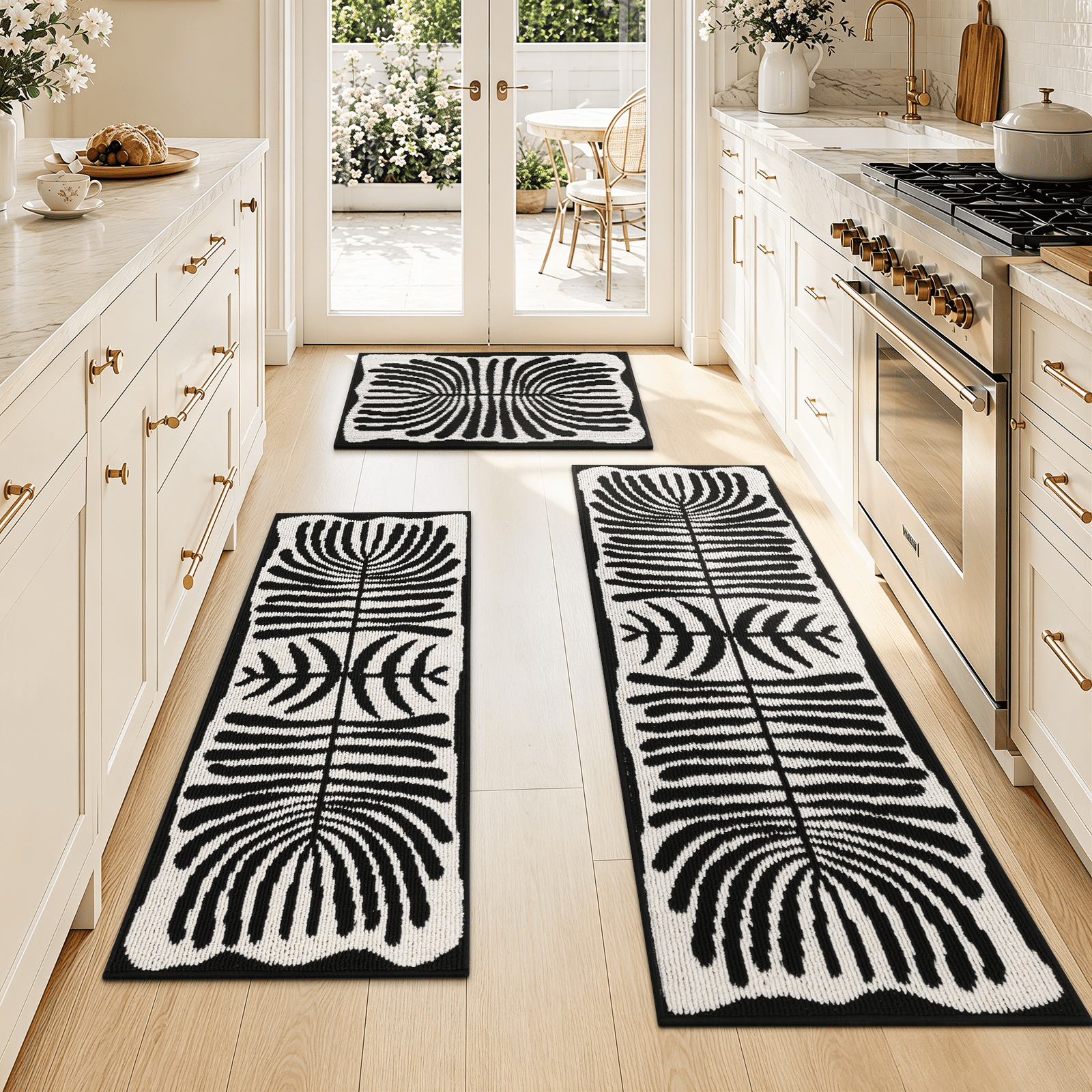 Yamaziot Kitchen Rug and Runner Set of 3, Farmhouse Kitchen Floor Mats Non Slip Washable Runner Rug Carpet for Sink Laundry Room Door