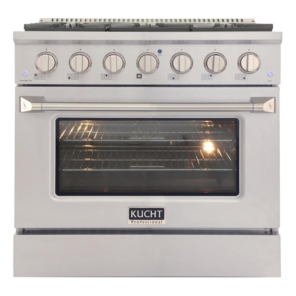 Pemberly Row 36" 5.2 cu.ft Silver Dual Fuel Range for Natural Gas Sealed Burners