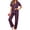 Purple, variant on UVN Fall 2 Piece Pajamas for Women Short Sleeve Top and Long Pant Casual Button up Sleepwear Ladies Matching Set