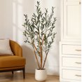 thumbnail image 4 of DR.Planzen Artificial Plants, 5ft Fake Olive Tree with Oval White Planter, Artificial Olive Plants with Realistic Leaves and Natural Trunk, Fake Plants for Home Decor, 4 of 5