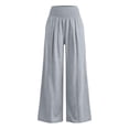 thumbnail image 4 of Wide Leg Casual Pants for Women Elastic High Waisted Regular Fits Long Pants with Pockets Summer Loose Vacation Pants ,Gray,L, 4 of 5