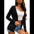 thumbnail image 3 of Cárdigan de Punto con Botones para Mujer, Larga, Informal, de Punto Suave, Tipo Cárdigan, Suéter Superior Negro S, 3 of 9
