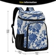 thumbnail image 2 of Backpack Cooler lunch bag 36 Can Capacity Insulated Bag for Camping, Beach, Hiking & Travel Blue Floral, 2 of 7