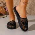 thumbnail image 2 of PMVFHDE Embroidered Mesh Slippers Women Boxy Mule Flat On Shoes Indoor Comfort Breathable Casual Sandals Black - 5.5, 2 of 8