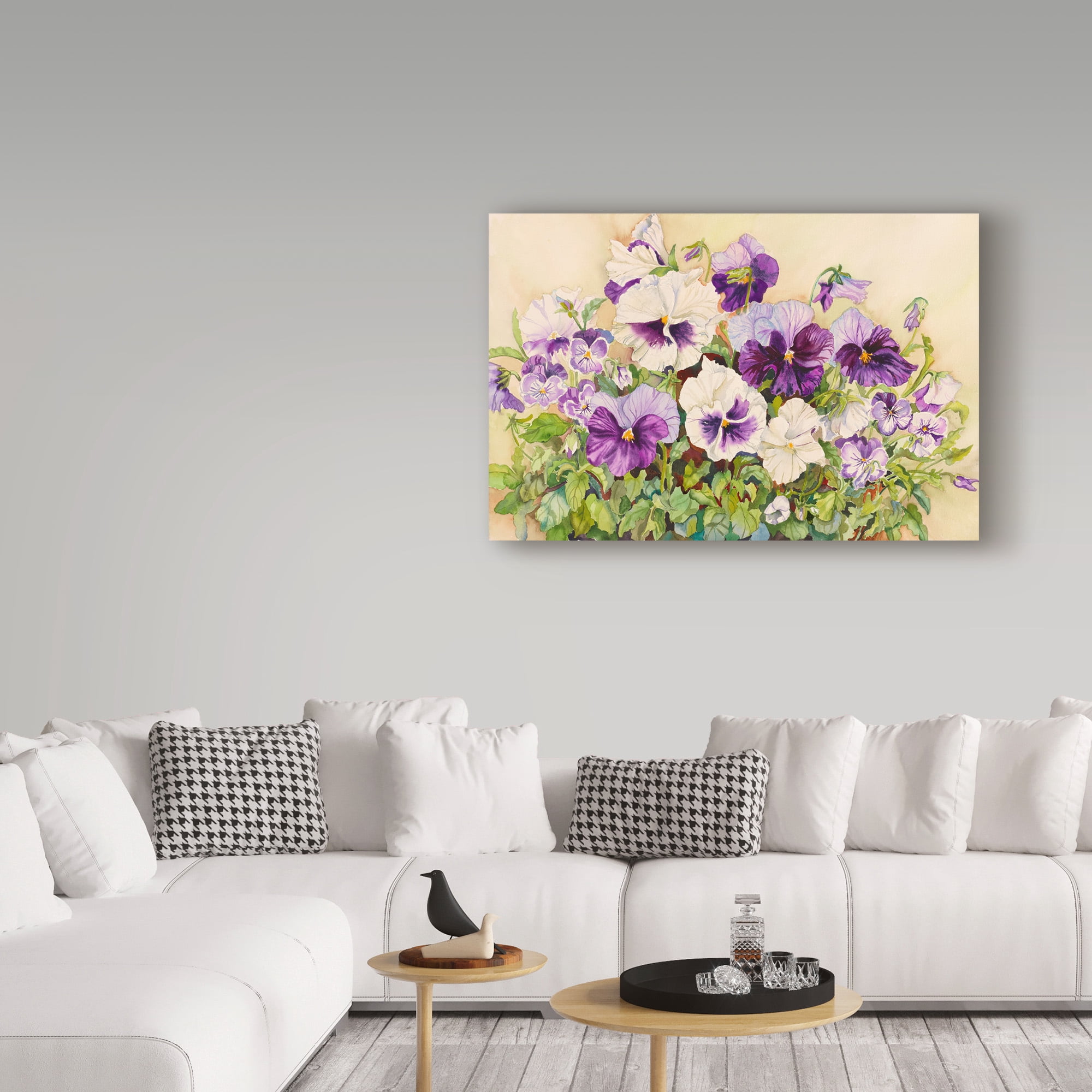 Trademark Fine Art 'Purple Pansies' Canvas Art by Joanne Porter