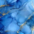 thumbnail image 6 of PIKWEEK Outdoor Picnic Camping and Indoor Kitchen Dining Party Round Tablecloth Gold and Blue Abstract Art White, 6 of 8