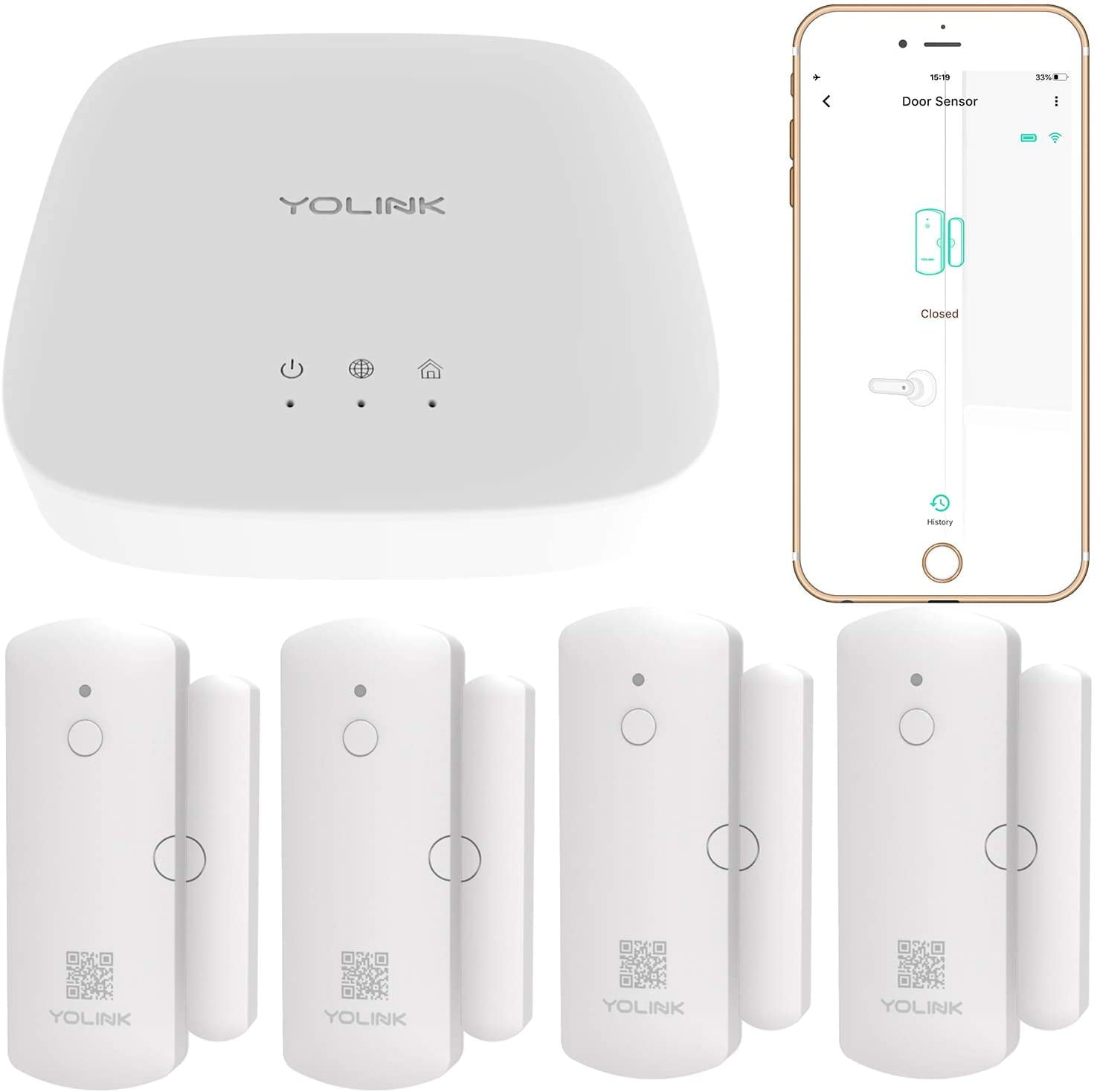 YoLink Smart Home Starter Kit 4 Door/Window Sensors & Hub Kit