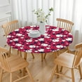 thumbnail image 3 of Red Baseballs and Stars Pattern Round Fitted Tablecloth with Elastic Edge,Dining Table Cover Waterproof,Outdoor Round Tablecloth for Camping,Dining,Indoor and Outdoor, 3 of 7