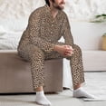 thumbnail image 7 of Salouo Leopard Print-2 Print Button-Front Long Sleeve Pajama Set for Men, Soft 2Pjs Men's Long Sleeve Sleepwear-Large, 7 of 7