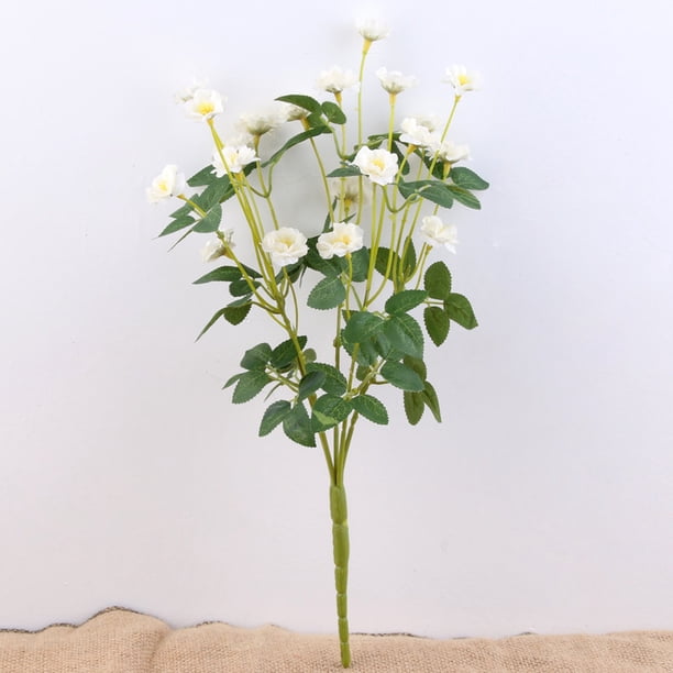 Artificial Pequeña Rosa Flores Silvestres Falsas Flores Al Aire Libre Ramo De Seda Floral Interior Exterior Maceta Colgante Hogar Cocina Oficina Boda Jardín Decoración 3 Piezas Blanco brillar Electrónica